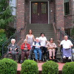 Front entrance of West Linn care home. Ileana Ivan and some residents are lined up in front of the steps